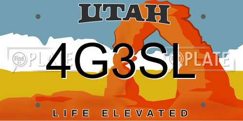 4G3SL Utah License Plate