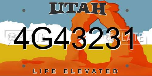4G43231 Utah License Plate