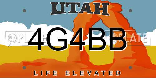4G4BB Utah License Plate
