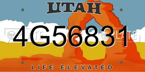 4G56831 Utah License Plate