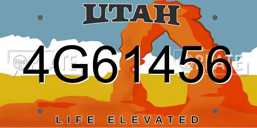 4G61456 Utah License Plate