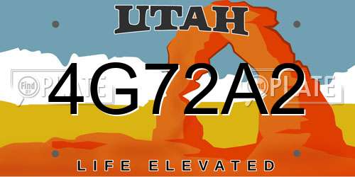 4G72A2 Utah License Plate