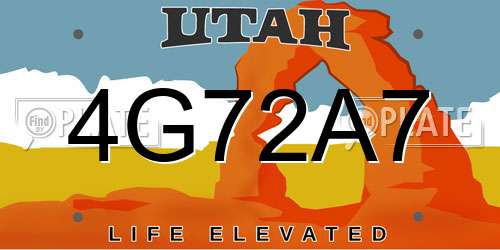 4G72A7 Utah License Plate