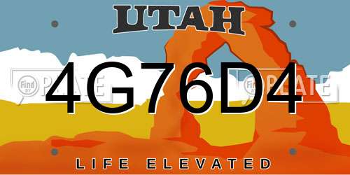 4G76D4 Utah License Plate