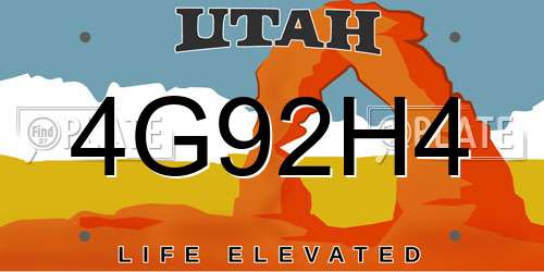 4G92H4 Utah License Plate