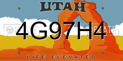 4G97H4 Utah License Plate