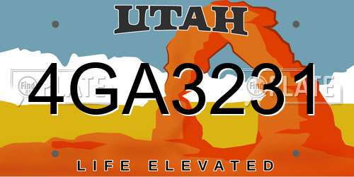 4GA3231 Utah License Plate