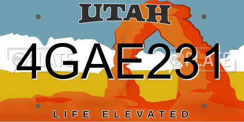 4GAE231 Utah License Plate