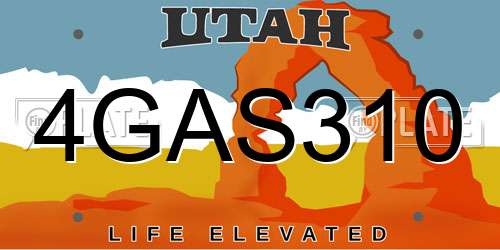4GAS310 Utah License Plate