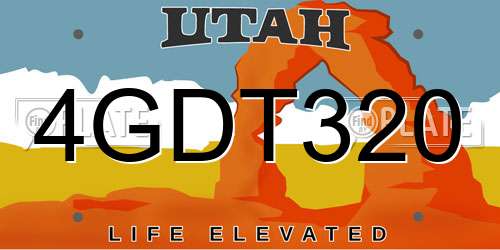 4GDT320 Utah License Plate