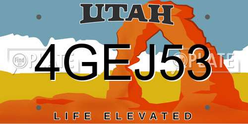 4GEJ53 Utah License Plate