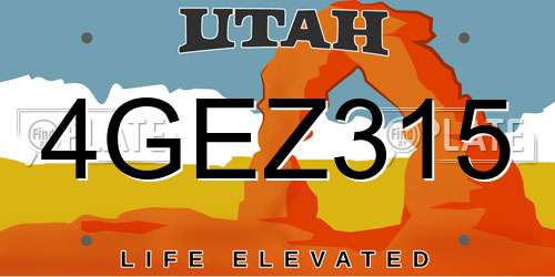 4GEZ315 Utah License Plate