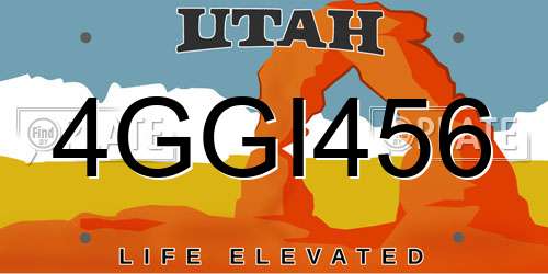 4GGI456 Utah License Plate