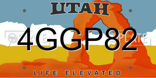 4GGP82 Utah License Plate