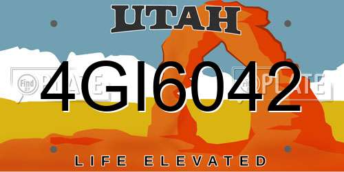 4GI6042 Utah License Plate