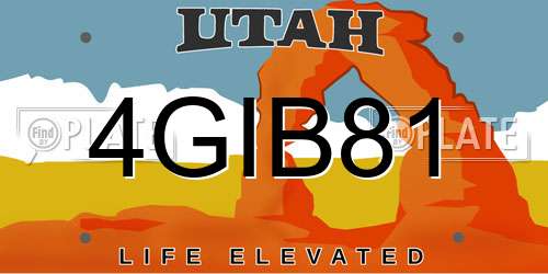 4GIB81 Utah License Plate
