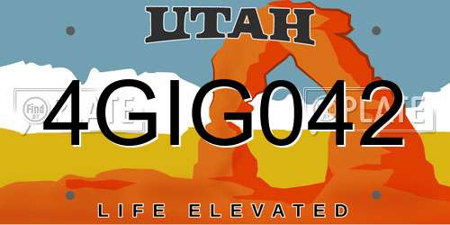 4GIG042 Utah License Plate