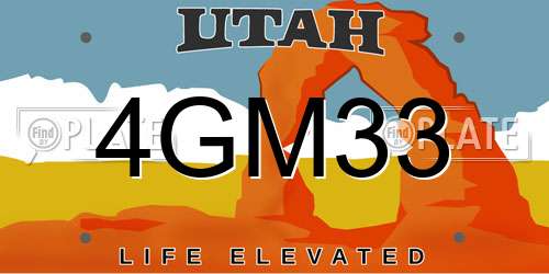 4GM33 Utah License Plate