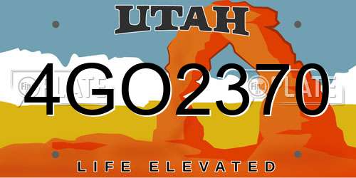 4GO2370 Utah License Plate