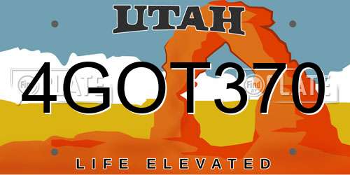 4GOT370 Utah License Plate