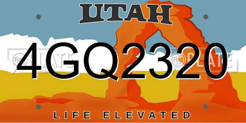 4GQ2320 Utah License Plate