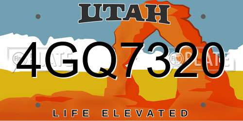 4GQ7320 Utah License Plate