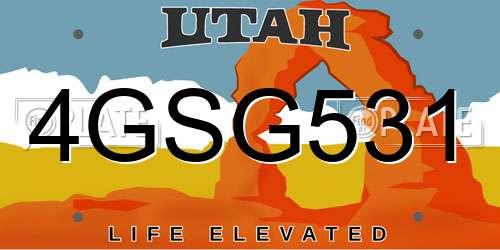 4GSG531 Utah License Plate