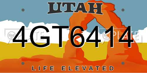 4GT6414 Utah License Plate