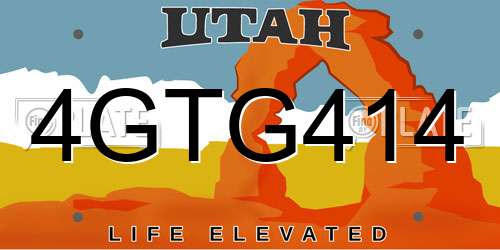 4GTG414 Utah License Plate
