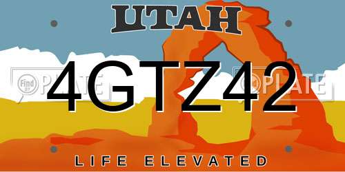 4GTZ42 Utah License Plate