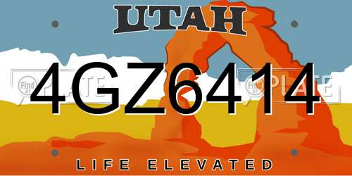 4GZ6414 Utah License Plate