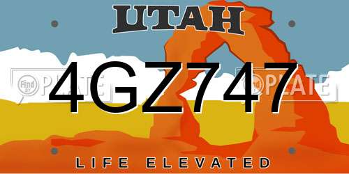 4GZ747 Utah License Plate