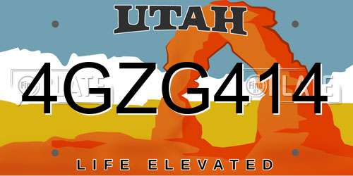 4GZG414 Utah License Plate