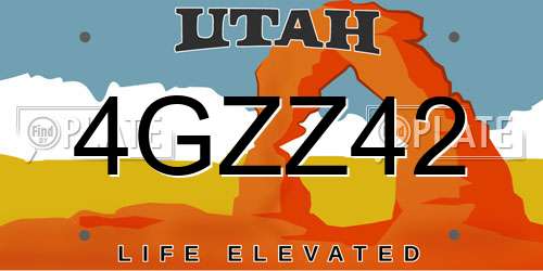 4GZZ42 Utah License Plate