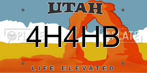 4H4HB Utah License Plate