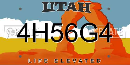 4H56G4 Utah License Plate