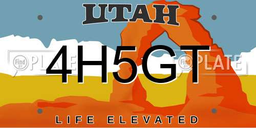 4H5GT Utah License Plate