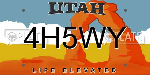 4H5WY Utah License Plate