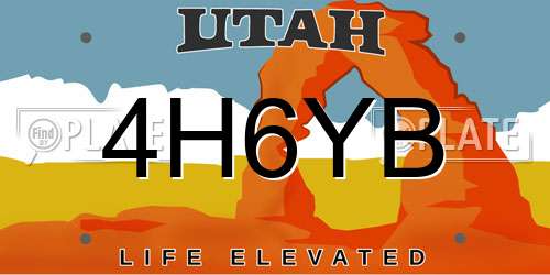 4H6YB Utah License Plate