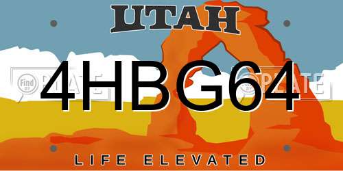 4HBG64 Utah License Plate