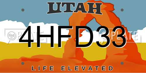 4HFD33 Utah License Plate
