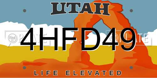 4HFD49 Utah License Plate