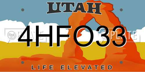 4HFO33 Utah License Plate