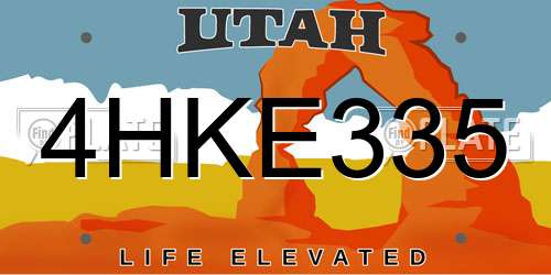 4HKE335 Utah License Plate
