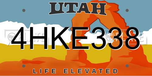 4HKE338 Utah License Plate