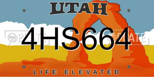 4HS664 Utah License Plate