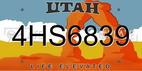 4HS6839 Utah License Plate
