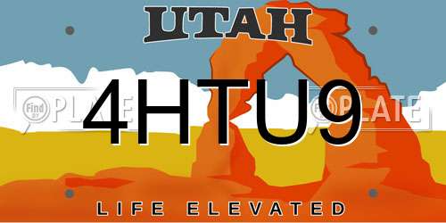 4HTU9 Utah License Plate