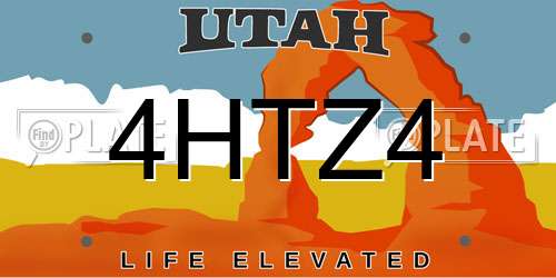 4HTZ4 Utah License Plate