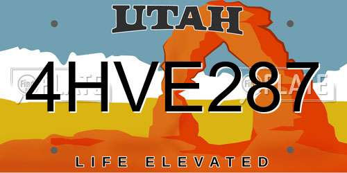 4HVE287 Utah License Plate